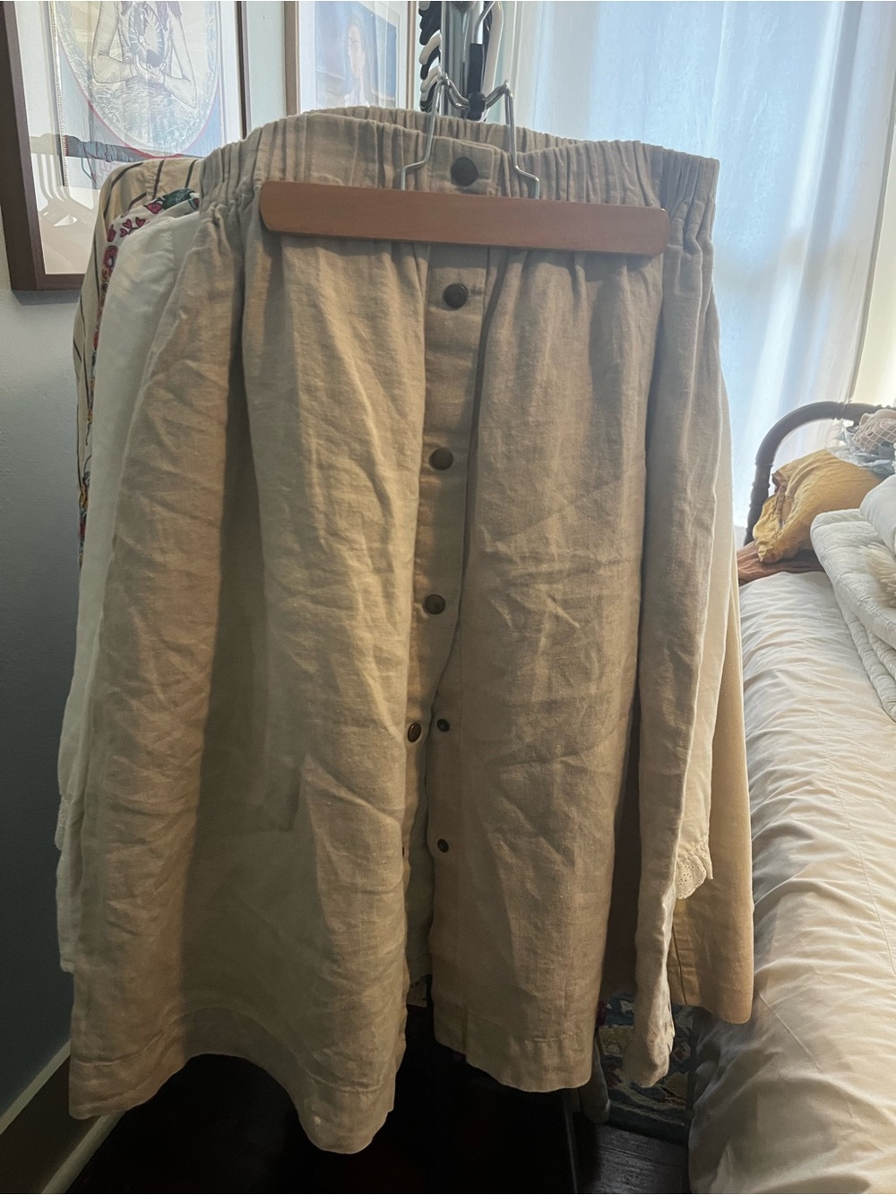 Button-Front Linen skirt